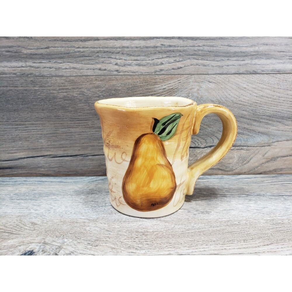 El Camino Linens N Things Pear Oversized Coffee Mug Cup Hand Painted
